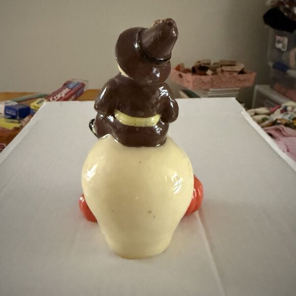 Vintage Halloween Vintage Candle Scarecrow Hold Teddy Bear On Skull Pumpkins NOS - Picture 5 of 8